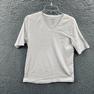 By Chicos Womens Top 1 Medium White‎ 100% Cotton Pullover Short Sleeve Shirt